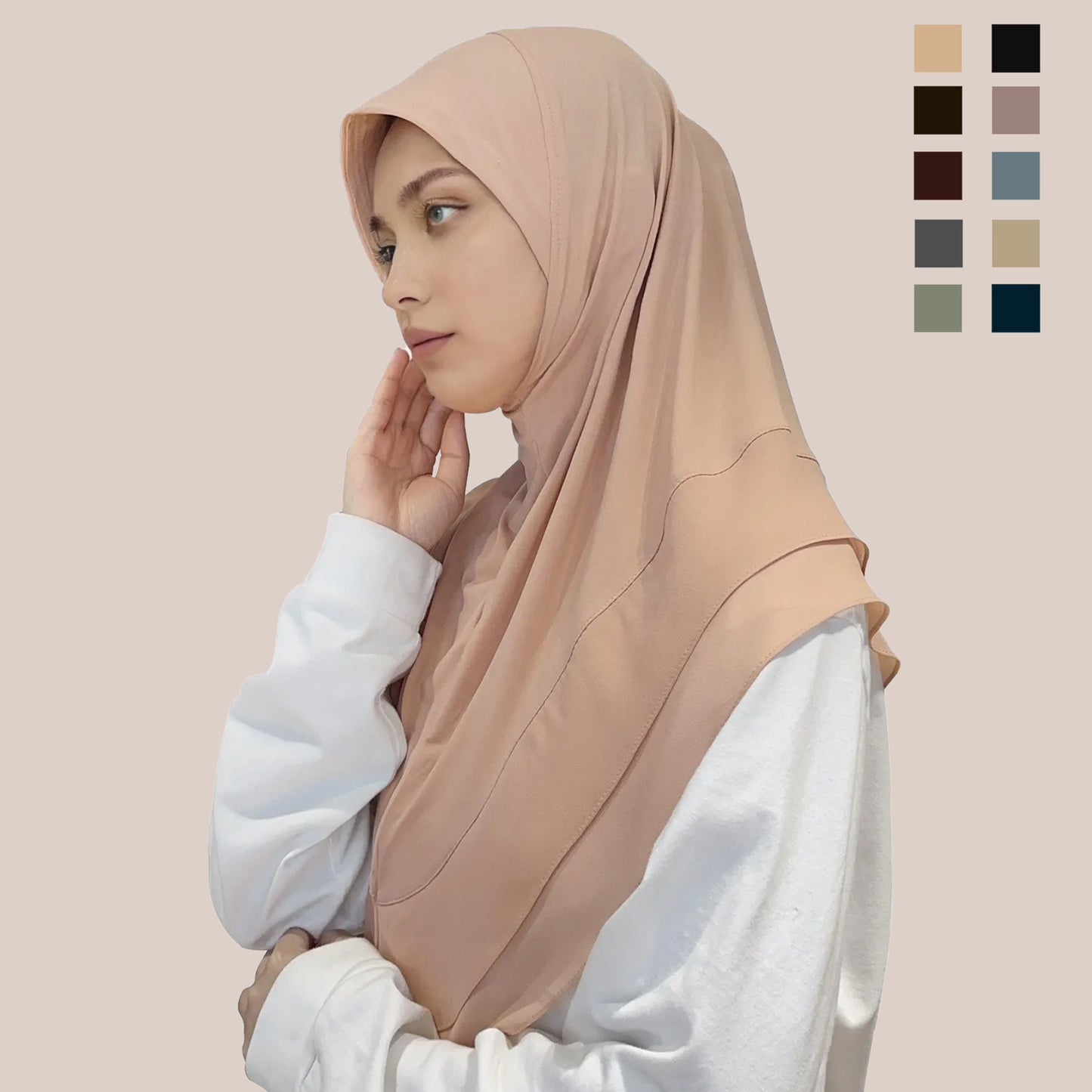 Double-layer chiffon chin headscarf