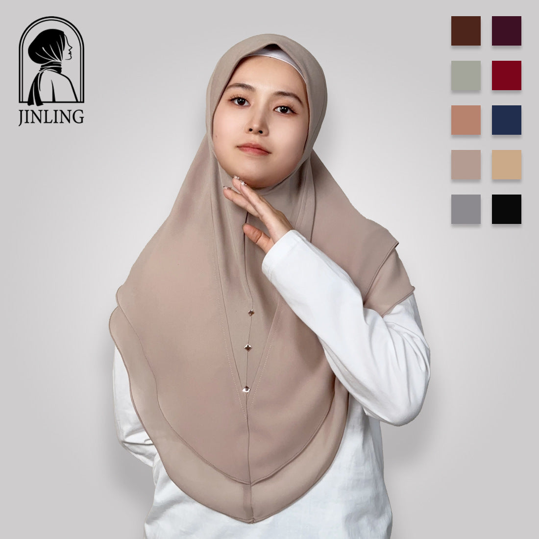 Double-layer chiffon long silk scarf headscarf
