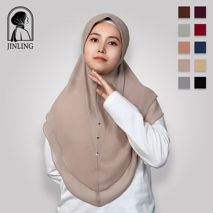 Double-layer chiffon long silk scarf headscarf