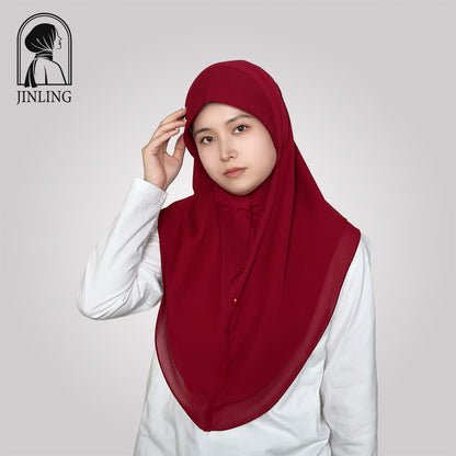 Double-layer chiffon long silk scarf headscarf