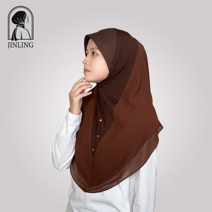 Double-layer chiffon long silk scarf headscarf