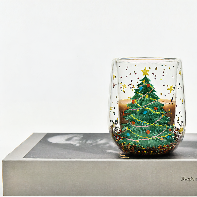 Double-layer Christmas tree cup with heat resistance and non-hot handle