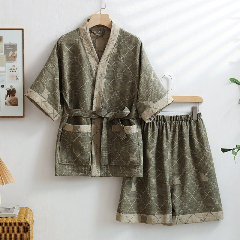 Double-Layer Cotton Jacquard Bathrobe