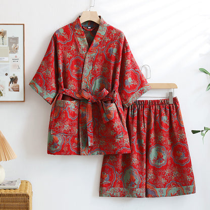 Double-Layer Cotton Jacquard Bathrobe