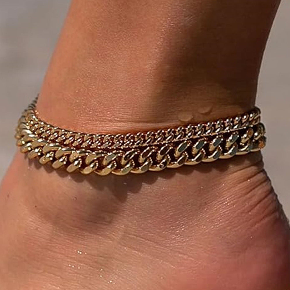 Double Layer Cuban Chain Anklet