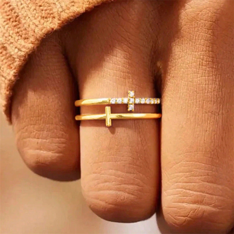 Double-layer design ring for women