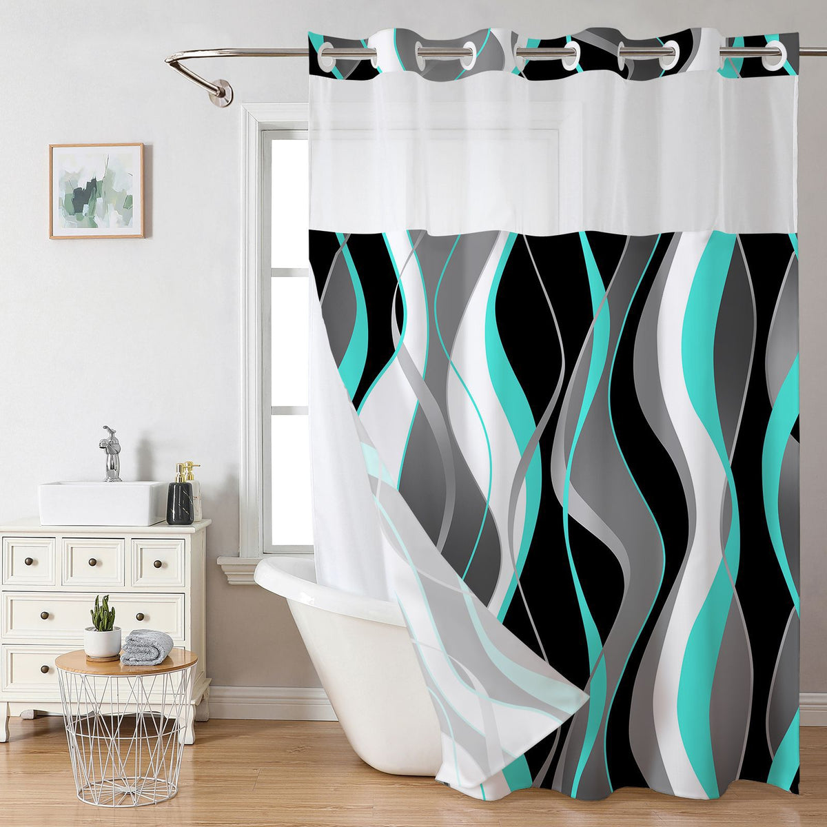 Double Layer Digital Print Shower Curtain