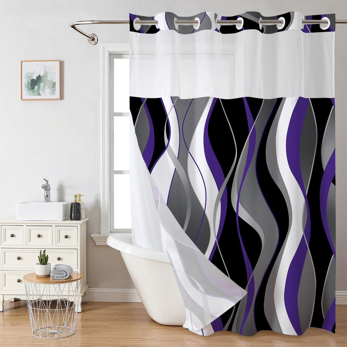 Double Layer Digital Print Shower Curtain