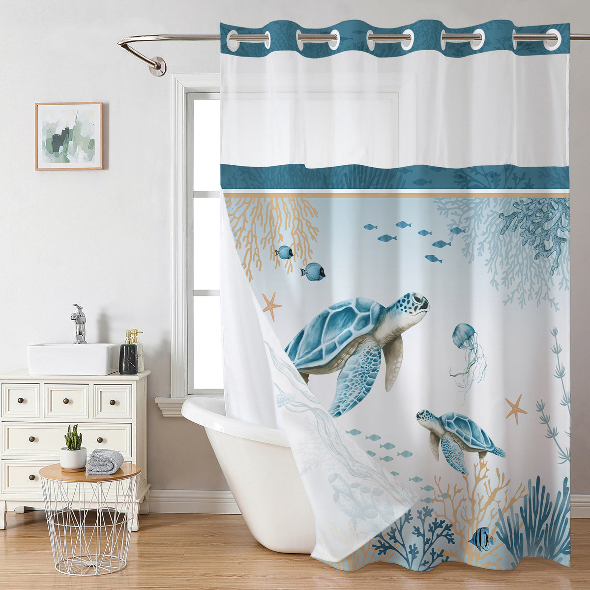 Double Layer Digital Print Shower Curtain