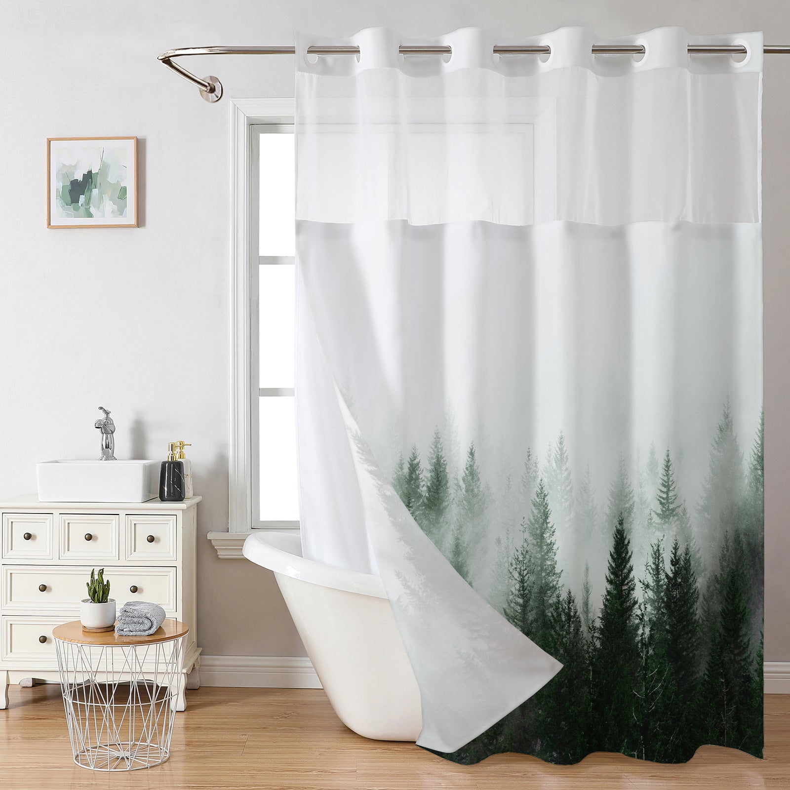 Double Layer Digital Print Shower Curtain