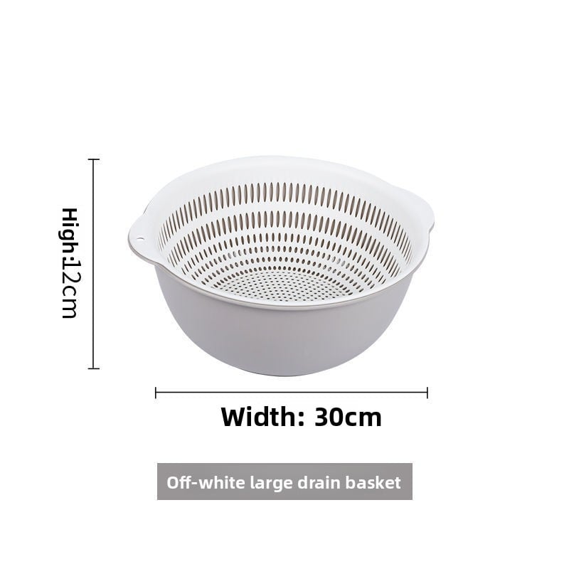 Double-Layer Drain Basin Set – 6-Piece Plastic Colander Bowls for Kitchen & Fruits
