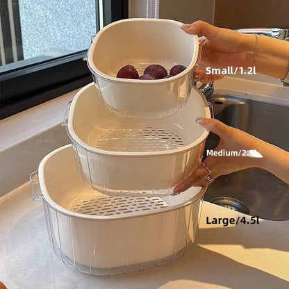 Double Layer Draining Basket for Kitchen and Fruit Storage