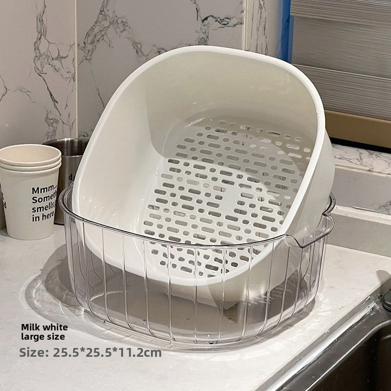 Double Layer Draining Basket for Kitchen and Fruit Storage