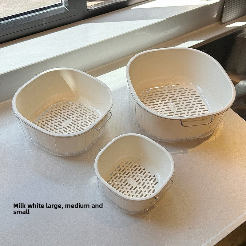 Double Layer Draining Basket for Kitchen and Fruit Storage
