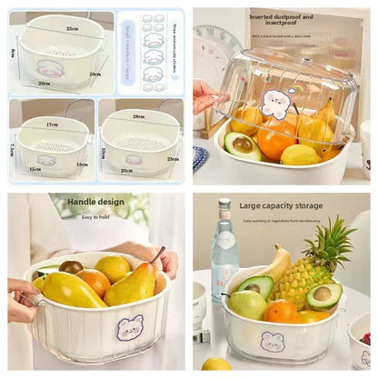 Double Layer Draining Basket for Kitchen and Fruit Storage