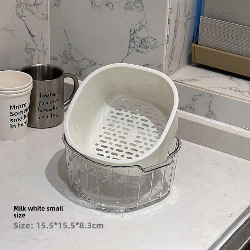 Double Layer Draining Basket for Kitchen and Fruit Storage