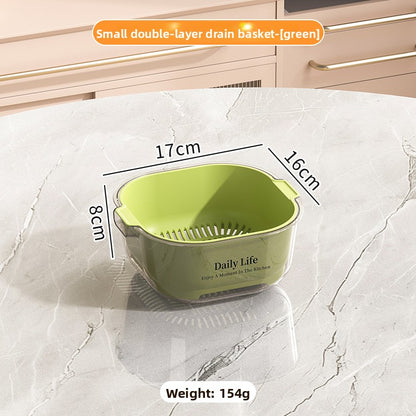 Double-layer draining basket for the kitchen