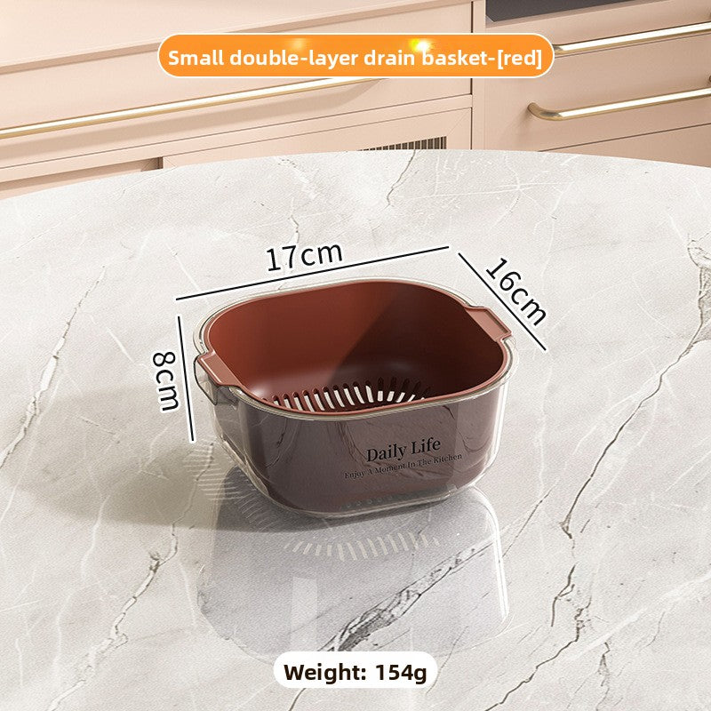 Double-layer draining basket for the kitchen