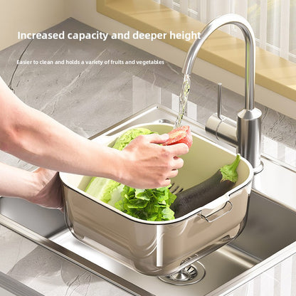 Double-layer draining basket for the kitchen