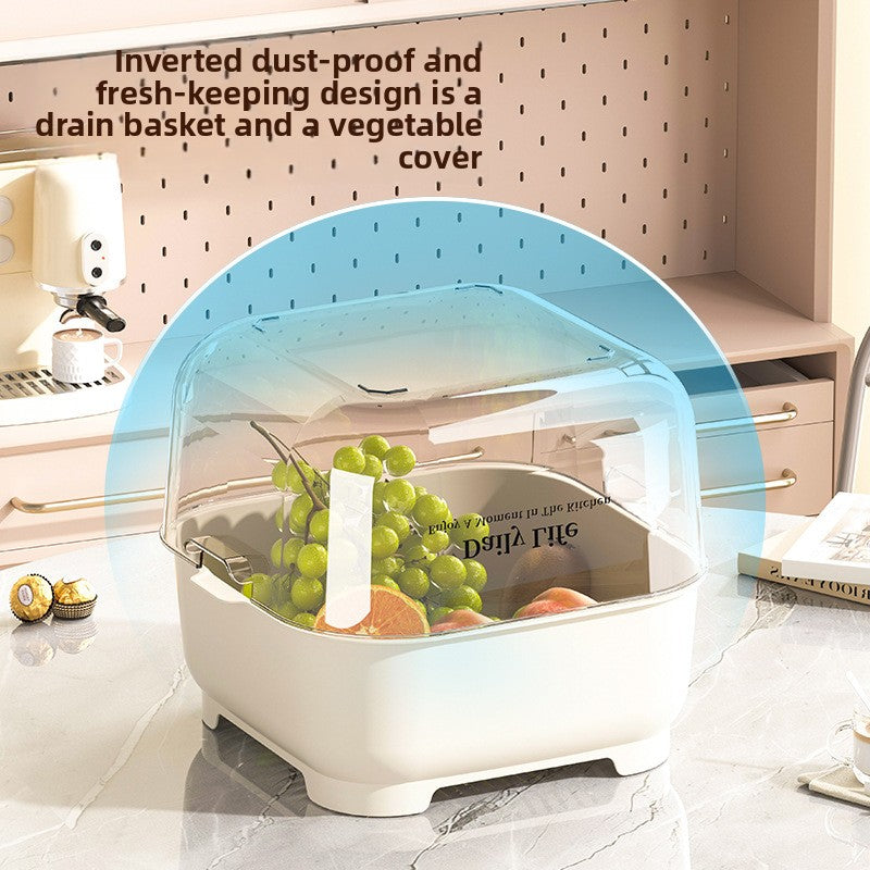 Double-layer draining basket for the kitchen