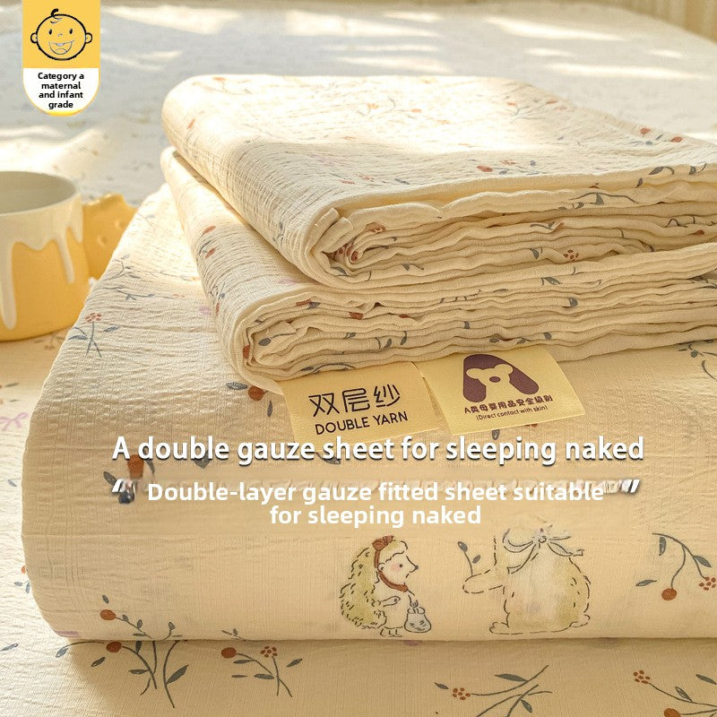 Double Layer Gauze Fitted Bed Sheet