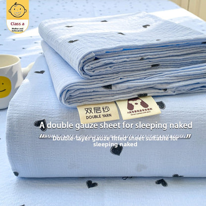 Double-Layer Gauze Fitted Bed Sheet Set