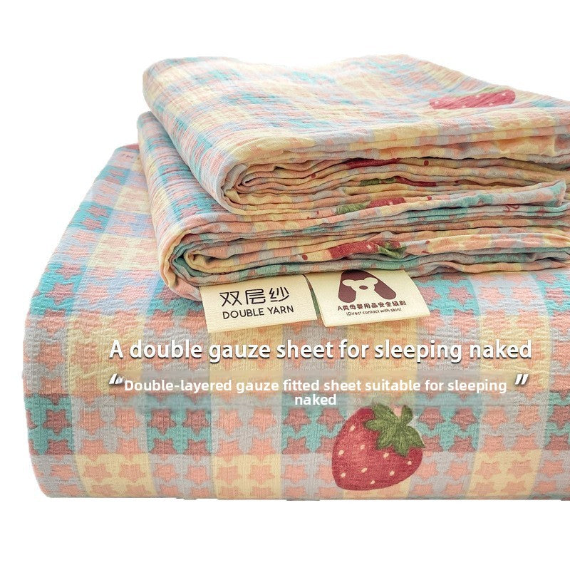Double-Layer Gauze Fitted Sheet Set