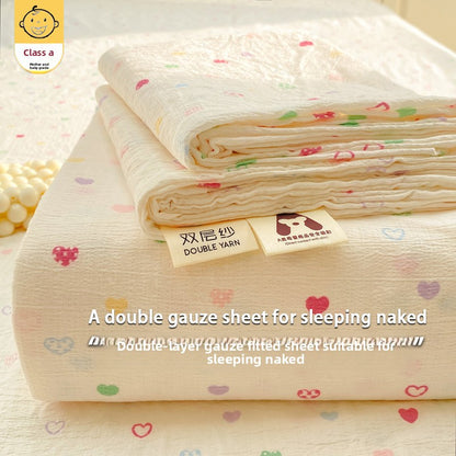 Double-Layer Gauze Fitted Sheet Set