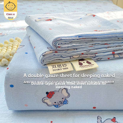 Double-Layer Gauze Fitted Sheet Set