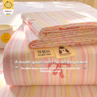 Double-Layer Gauze Fitted Sheet Set