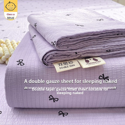 Double-Layer Gauze Fitted Sheet Set