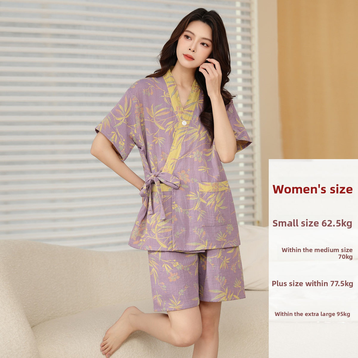 Double-layer gauze sauna robe
