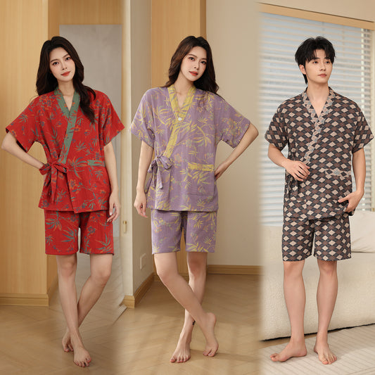 Double-layer gauze sauna robe