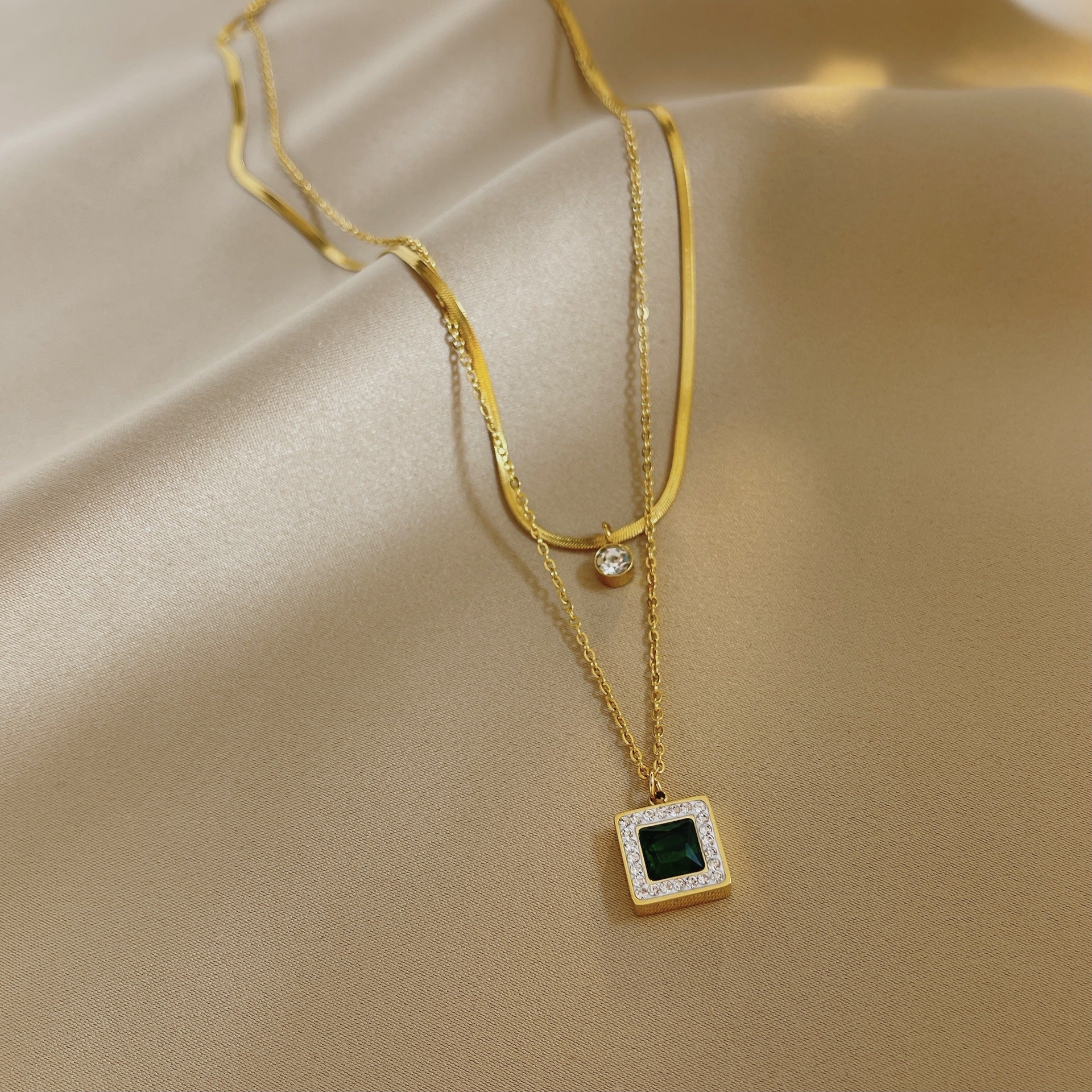 Double-layer gem pendant