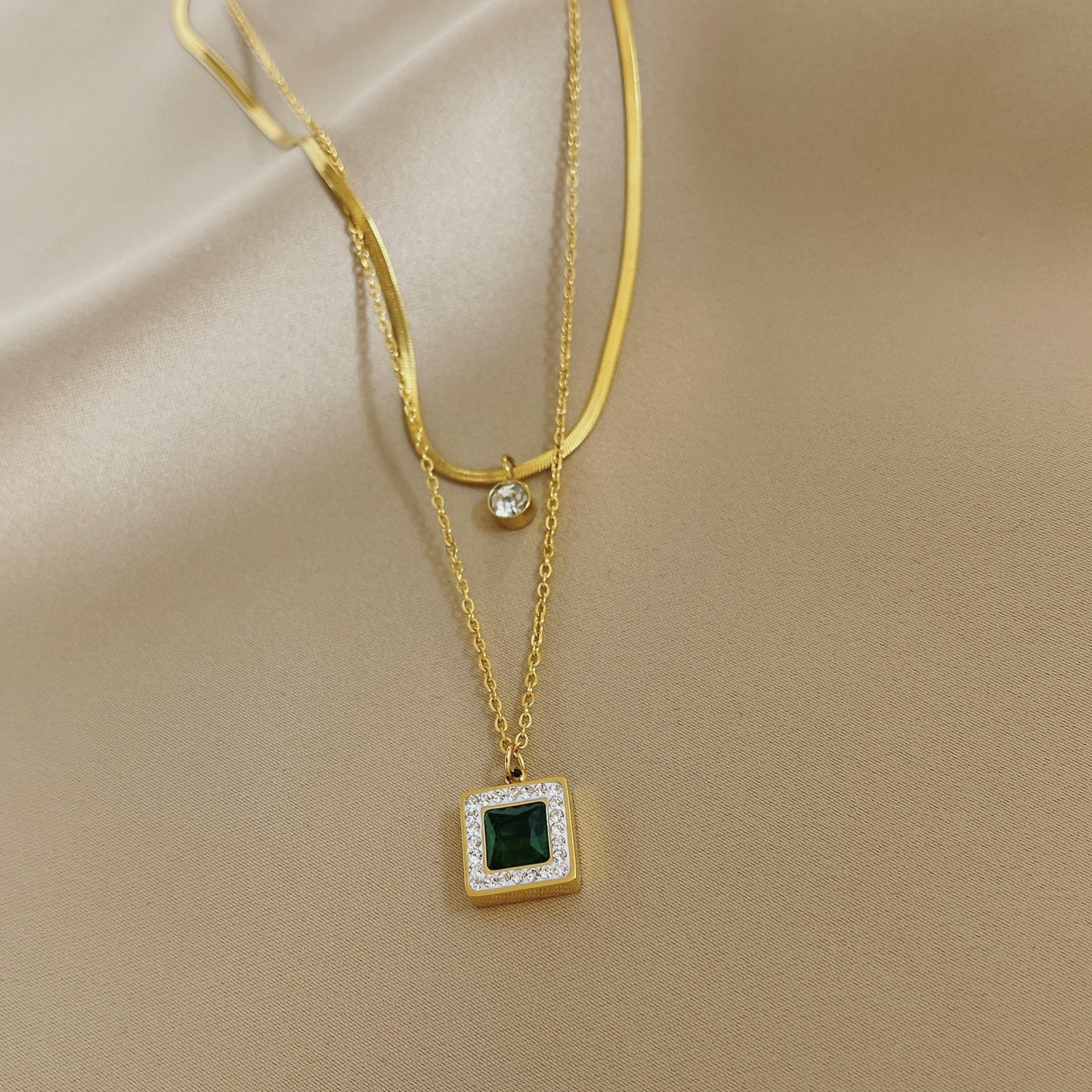 Double-layer gem pendant