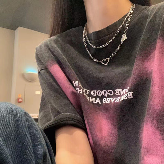Double-Layer Geometric Heart Necklace