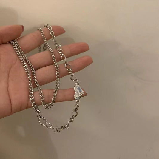 Double-Layer Geometric Heart Necklace