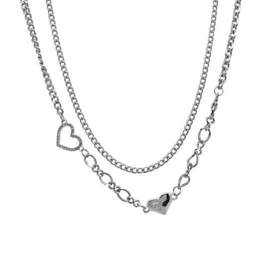 Double-Layer Geometric Heart Necklace