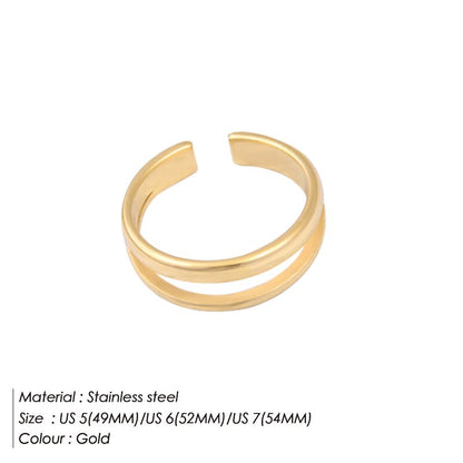 Double Layer Geometric Open Ring Stainless Steel Jewelry