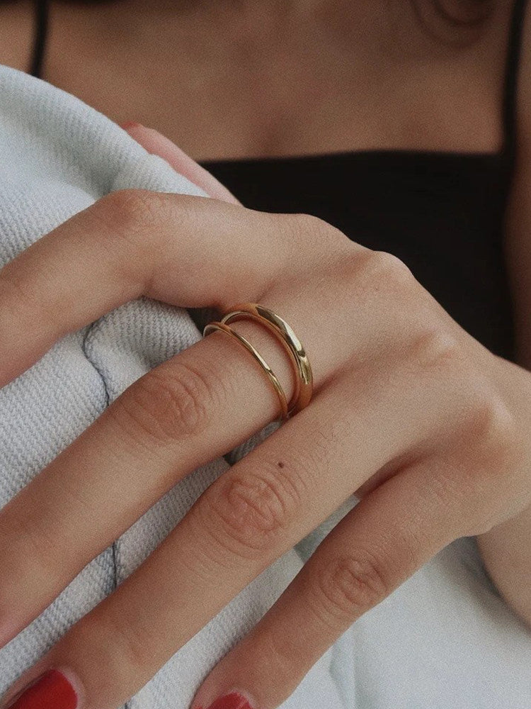 Double Layer Geometric Open Ring Stainless Steel Jewelry