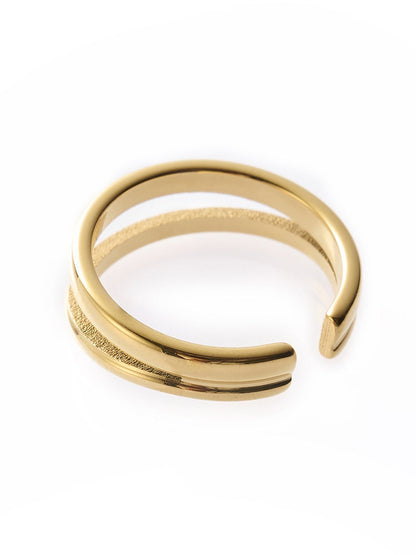 Double Layer Geometric Open Ring Stainless Steel Jewelry