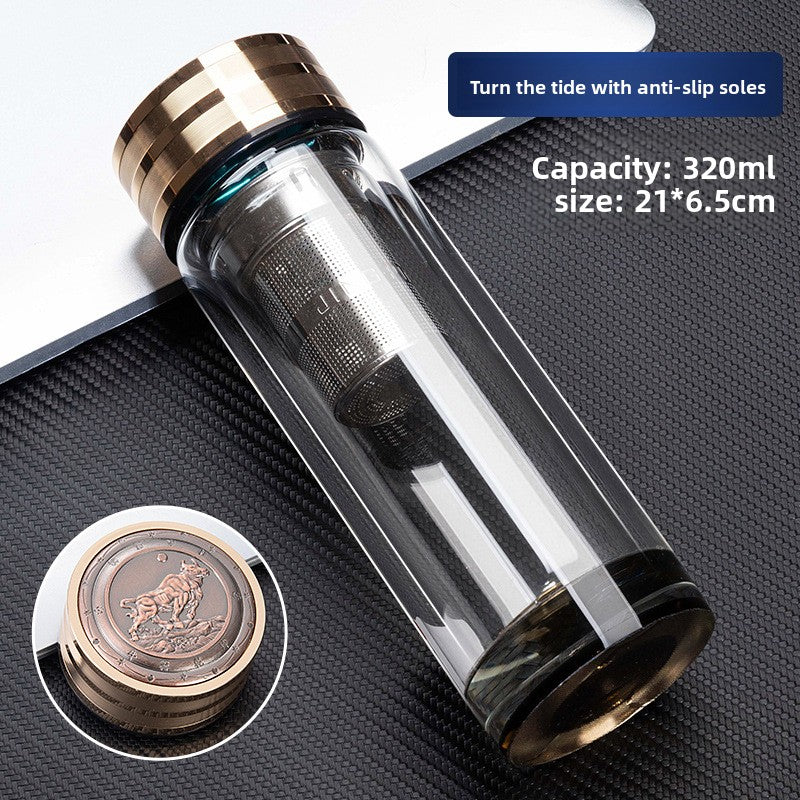 Double-layer glass cup