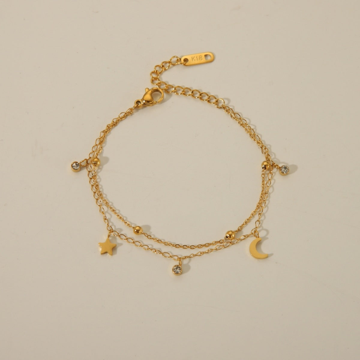 Double Layer Gold Plated Charm Bracelet