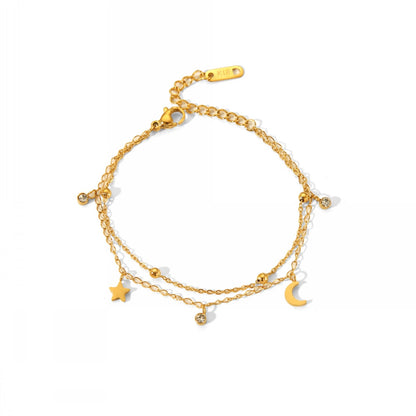 Double Layer Gold Plated Charm Bracelet