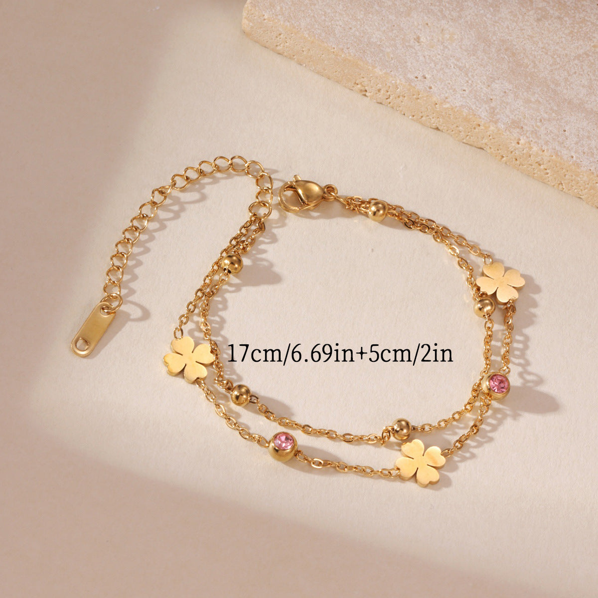 Double Layer Gold Plated Charm Bracelet