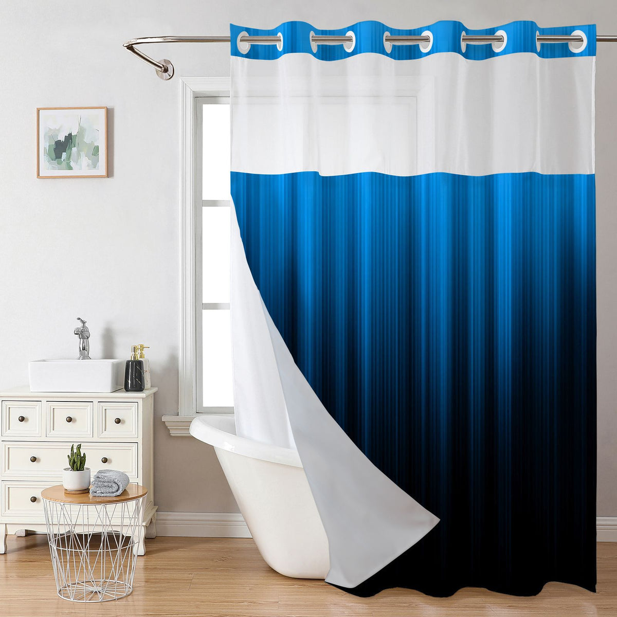 Double Layer Gradient Digital Print Shower Curtain