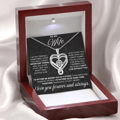 Double Layer Heart Zircon Necklace Pendant