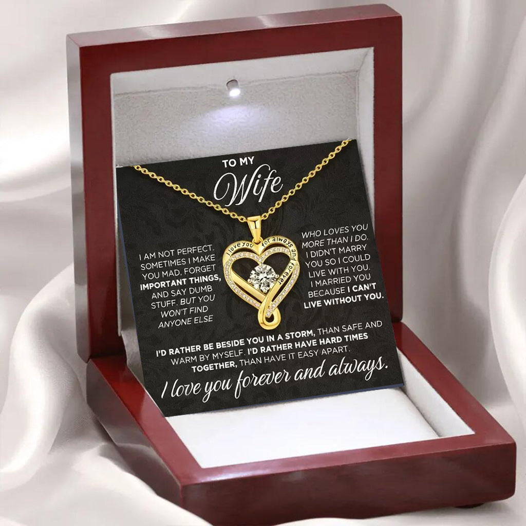 Double Layer Heart Zircon Necklace Pendant