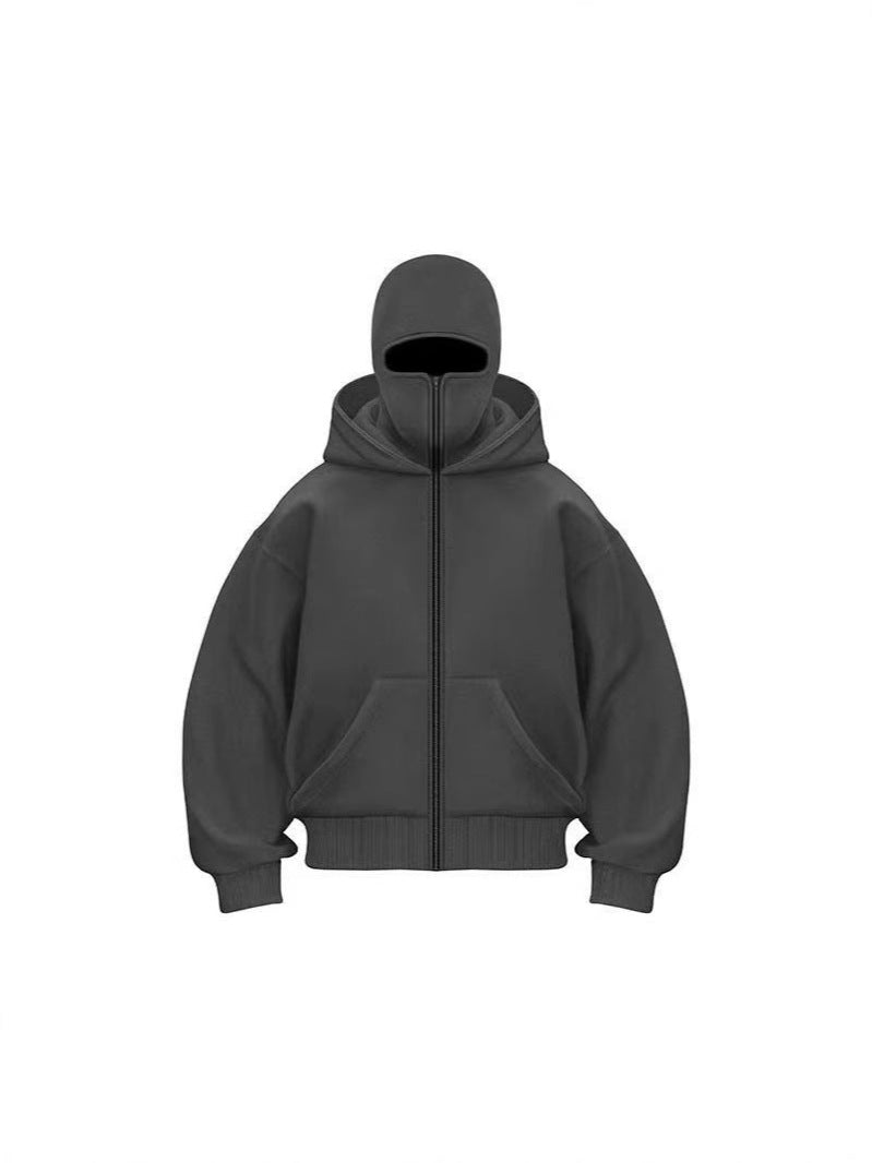 Double-layer hooded zipper pullover jacket