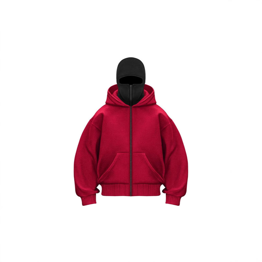 Double-layer hooded zipper pullover jacket